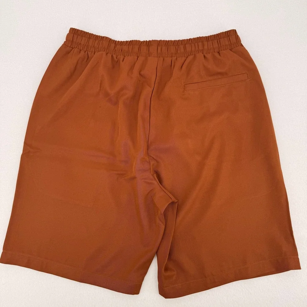 COOFANDY Mens Casual Drawstring Shorts Burnt Orange Elastic Waist Size S NWT